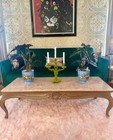 Antique Victorian Rose Rouge Marble Top Coffee Table