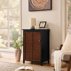 34  Mid Century Floor Cabinet Doors   Shelf  Retro Storage Console  Black