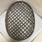 Tobacco Basket Home Decor Gray Brown Rustic Oval Lattice Weave Farmhouse