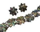 Vintage Sterling 925 Abalone Flower Link Bracelet Earring Set Mexico Handcrafted