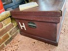 Antique Mahogany Chest  Vintage Wooden Storage Trunk  Blanket Box  Coffee Table 