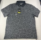 Under Armour Playoff 3 0 Men   s Golf Polo Shirt Coral Jacquard Black Size L Nwt