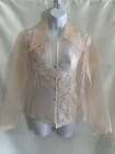 David s Bridal Shear Organza L s Beaded Mandel Jacket Size 6 Blush Pink