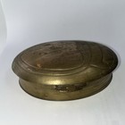 Solid Brass Oval Treasure Box Trinket Jewelry Hinged Lid India Vintage Beetle