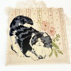 Vintage 1980   s Hand Embroidered Crewel Kitty Cat 12x12
