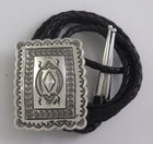 High Quality Sterling Silver Rectangular Stamped Southwestern Bolo Tie