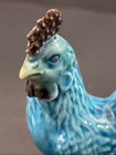 Vintage Miniature Rooster Chinese Glazed Turquoise Blue 3    Figurine