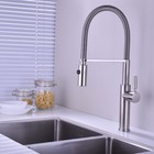 Brushed Kitchen Faucet Spring Pull Out Brass Swivel Mixer Tap Single Handle