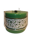 Vintage Metal Green   White Floral 3 Tier Cake Pie Carrier Locking Handle Mcm