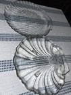 Vtg Clear Glass Shell Shaped Serving Bowl   Textured Platter Seashells
