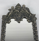 Antique Ricoco Victorian Ornate Cherub Vanity Handheld Mirror Heavy