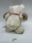 Eden Toys Teddy Bear White Plush Stuffed Animal With Red Ribbon