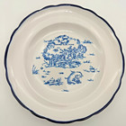 Vtg Disney Winnie The Pooh Blue Toile Stoneware Salad Plate Bowl Eeyore