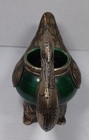 Green Moroccan Bird Artisanal Peacock Ashtray Ceramic Punched Metal Eastern
