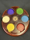 Vintage Poker Chips Set Small Wood Caddy   Colorful Early Plastic Chips