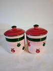 Set Of 2 Hand Painted Franciscan  apple Pie  Earthenware Canisters