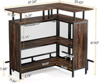 Home Bar Unit  L-shaped Bar Table With Stemware Racks And 2-tier She