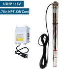 1 2hp 2   Od Deep Well Submersible Pump 164ft Hmax 4 4gpm 115v W  Control Box