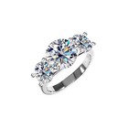 5 Ct Round Cut Real Three-stone Moissanite Engagement Ring Solid 925 Silver Gra
