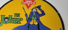 Vintage Conoco Gasoline Porcelain Sign - Joker Batman N-tane Comic Gas Pump Sign