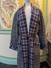 Victorian 19th C Men   s Blue Plaid Wool Dressing Gown