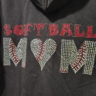 Softball Mom Medium Bling Sparkle Full-zip Hoodie Black