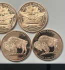 Lot Of  5  Avdp 1 Oz Copper Round 999  Fine Copper  Buffalo And Usa Flag Design