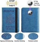 Airtag Passport Holder Cover Wallet Travel Essentials Rfid Blocking Leather Card