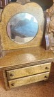 Vintage Handmade Bedroom Set  Mini Wooden Doll House Furniture Mirror Bed Phone 