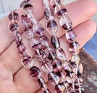 Purple Stripes Oval Czech Glass Beads 20 Pcs 8x6mm  tup