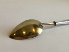 Vintage 800 Silver Handled Brass Decorated Spoon Server  6 1 2  Long