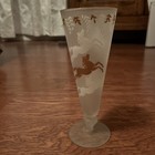  Vintage Libbey Cavalcade Frosted Pilsner Pedestal Glasses Horses Mcm  T25