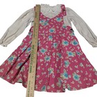 Vintage Oshkosh Bgosh Girls Pink Floral Jumper Dress   Lace Collar Blouse Set 6