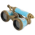 French Enamel And Mother Of Pearl Opera Glasses With Attached Matching Handle