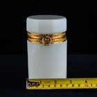 Antique French Opaline Glass Box White Boule De Savon Ormolu Bronze Bow