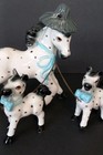 Vtg Ceramic 3 Horse Figurine Chained Mother With Foals Spotted By Pacific Japan 