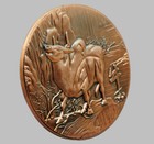 Antique Chinese Zodiac Ox Bronze Medal Vintage Collectible Ornate Engraved Decor