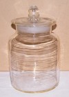 Antique Vintage Clear Ground Glass Lidded Jar Apothecary Pharmacy Kitchen
