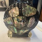 Vintage Black Lucite Acrylic Seashell Napkin Letter Holder
