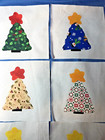 Quilt Top Blocks Cotton Fabric Applique 6  X 6  Lot Of 9 Christmas Tree
