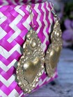 Gold Metallic Leaf Heart Earrings Tin Handmade Hojalata Oaxaca Mexican Folk Art