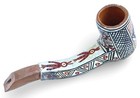 Rare C  1890 Zuni Pueblo Pottery Tobacco Pipe W  Birds