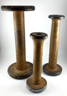 Wooden Spools Rustic Textile Bobbins Industrial   Various Size   Lot Of 3   Used