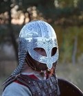 Medieval Viking Helmet Armor Vendel Steel Etched Helmet With Chainmail Viking
