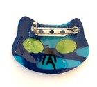 Handmade Clay Cat Head  Brooch   Pin  Artist Signed