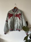 Vtg Official Bud Light  Silver Satin Bomber Truck Driver Jacket Quilted Sz L Usa