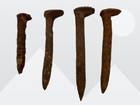 Antique Cast Iron Rusty Railroad Spikes 4 25 - 6 75  Lot Of 4
