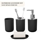Bathroom Accessory Set 4pcs Soap Dispenser Toothbrush Holder Cup Black Set