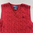 Polo Ralph Lauren Sweater Vest Toddler 2t Red Cable Knit Pony Logo V-neck Cotton
