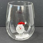 Anthropologie Jolly Icon Stemless Wine Glass   Christmas   Santa   New     